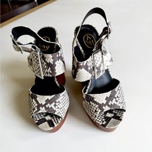 Ash Snakeskin leather Sandals - Black and Cream